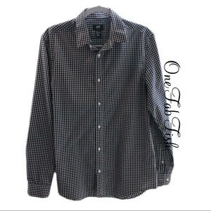 H&M L/S Slim-Fit Dress Shirt Mens M Black Gingham Classic